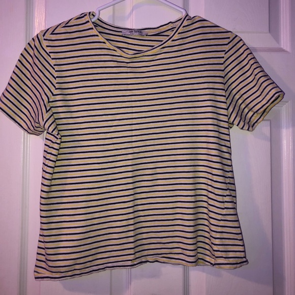 Blue and yellow stripped short sleeve tee. - Picture 1 of 3